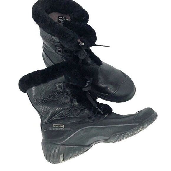 Clarks Womens Leather Bold Crystal Saddle Fur Muckers Winter Boots‎ Black Size 8 - Picture 1 of 6